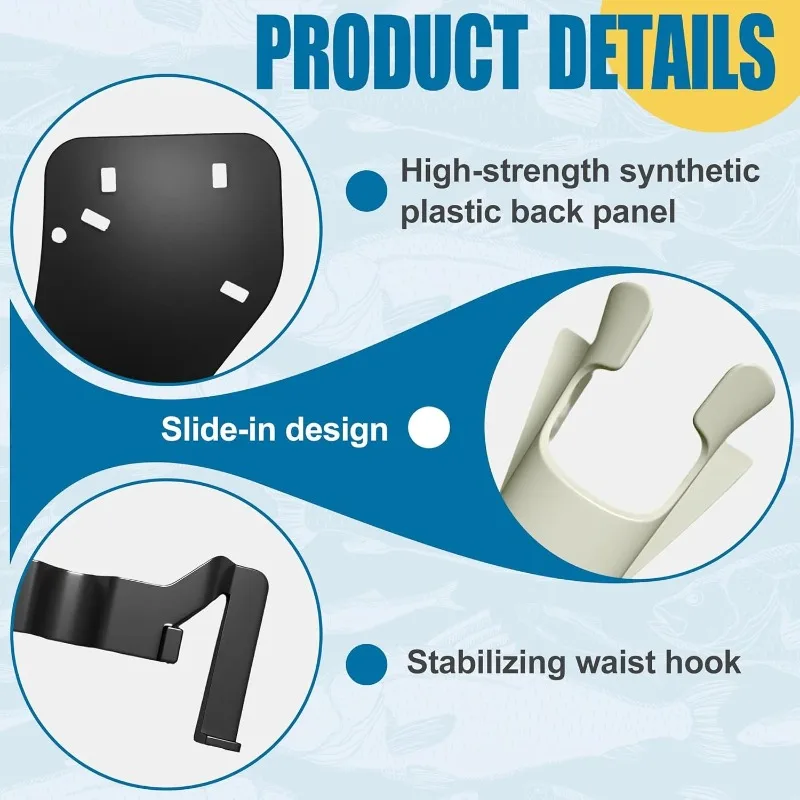 1PC Slide in Fishing Rod Hip Holster Hands-Free Belt Adjustable Waist Pack Multi Pocket Tool Stash Quick Draw for Anglers