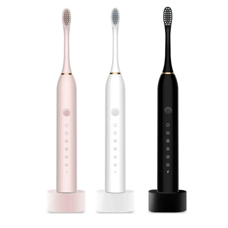 

3PCS Electric Toothbrush Sonic Rechargeable Toothbrush Kids Adults Brush 4 Heads USB