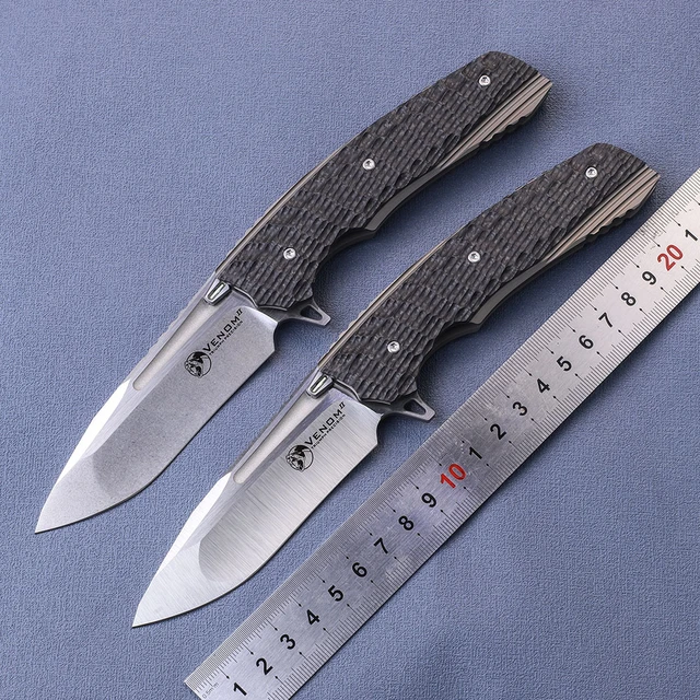 KEVIN JOHN VENOM python Mini Flipper Folding Knife m390 blade Titanium+  Zirconium patch handle Camping knives Pocket EDC Tool - AliExpress