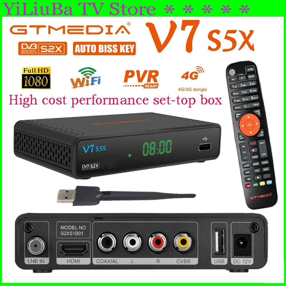 

[Genuine]GTMEDIA V7 S5X 1080p Full HD DVB S2/S2X Satellite Receiver Support USB 4G Wifi DVB-S2 High cost performance Set Top Box