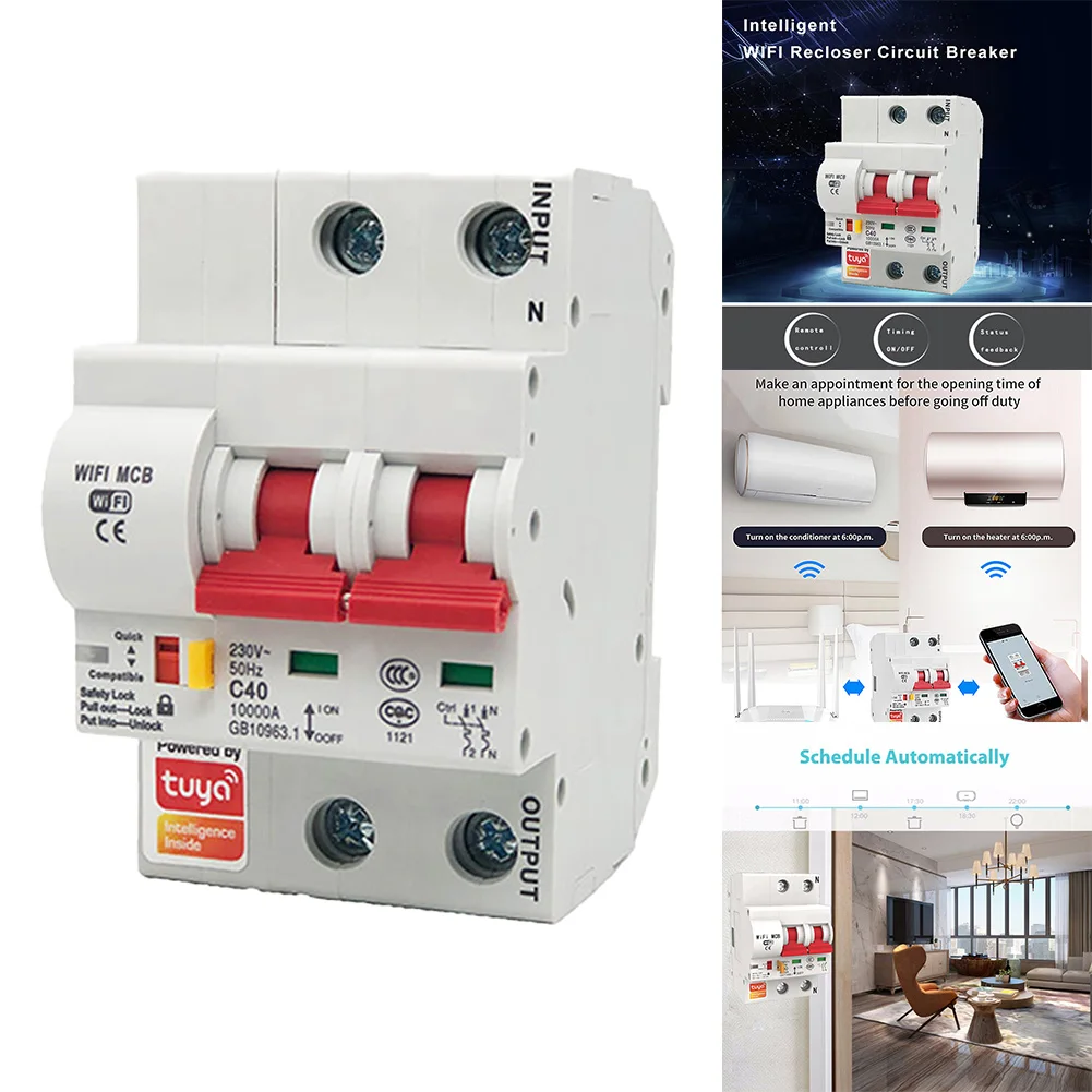 

Intelligent Circuit Breaker For Smart Life WiFi Circuit Breaker 2P Automatic Switch Overload Protection Circuit Breaker