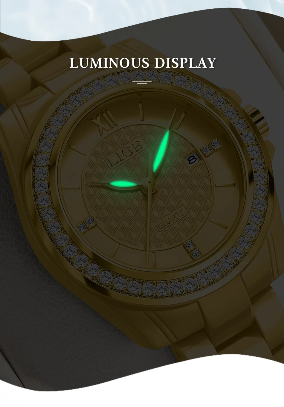 LIGE New Pink Watch Women Watches Top Brand Luxury Ceramic Watch Women Fashion Sport Waterproof Quartz Watch Female Montre Femme