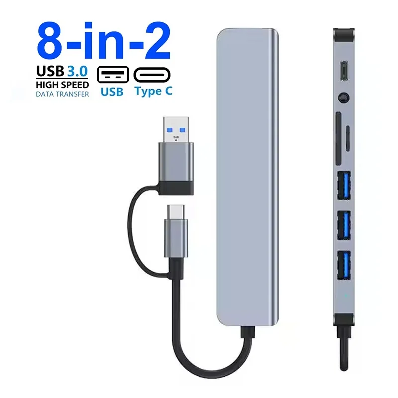 High-Speed USB-C Hub Docking Station Splitter for Computers and Devices