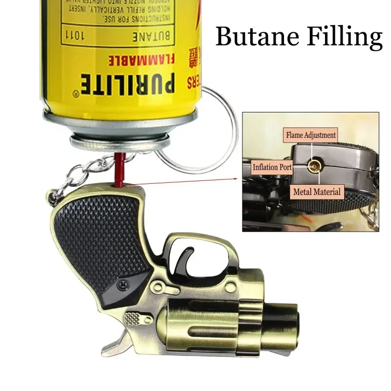 Windproof Adjustable Flame Gun Shape Jet Blue Flame Torch Lighter Refillable Butane Lighter For Cigar Gifts (Without Butane Gas) butane gas lighter cigarette lighter