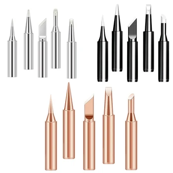 5Pcs I+B+K+2.4D+3C soldering iron pure copper 900M soldering iron head set inside hot bare copper electric soldering iron tip