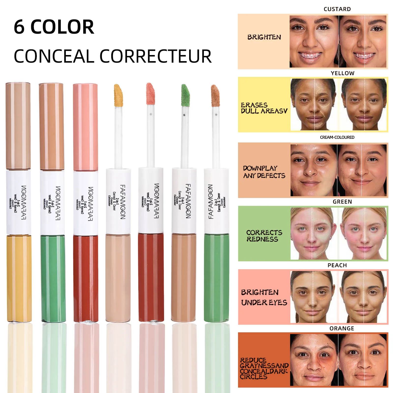 Description Picture 2 of itemLiquid Concealer Double-end Moisturizing Waterproof Cover Dark Circles Facial Color Corrector Lasting Contouring Makeup Cosmetic