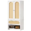 Armoire Wardrobe Closet with 2 Doors, Drawers and Hanging Rods, Wardrobes for Hanging Clothes with Shelves & Steel Stand 6