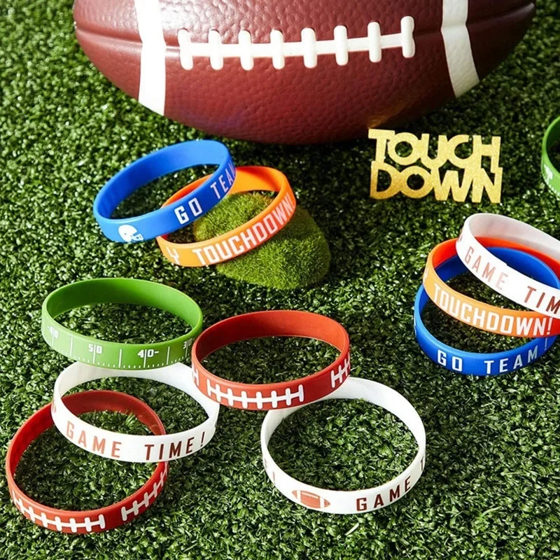 10pcsRugbySiliconeBraceletGOALTOUCHDOWNTeamGameTimeWrist