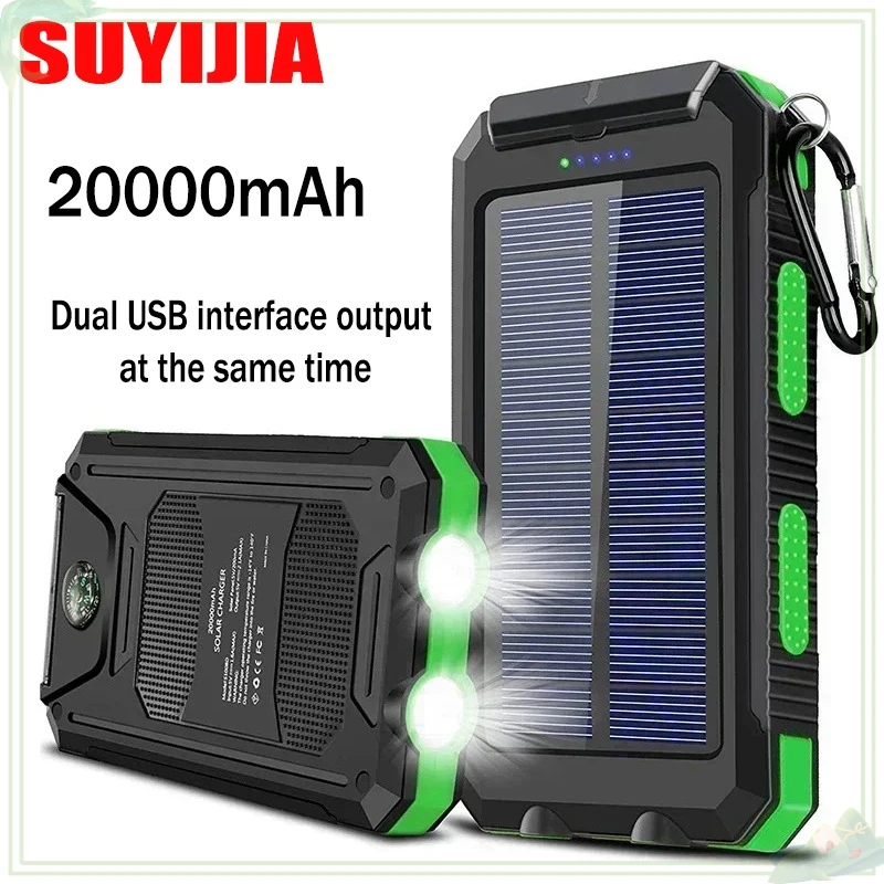 New Solar Bank 20000mah portable power bank camping external battery with charger bright light LDE light for all smartphones 3
