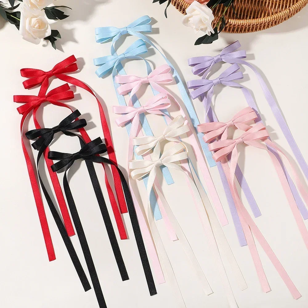 2pcs Ribbon Bow Headband Long Tassel Hair Clip Hair accessories for Women Girls Christmas Party kids