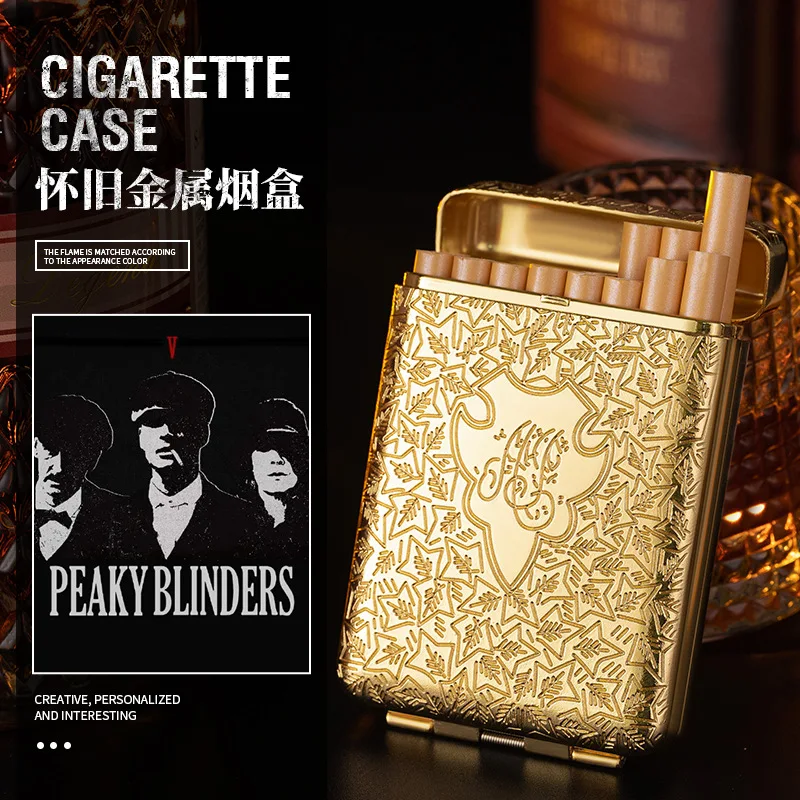 PeakyBlindersCigaretteCaseCarvingFlowerCigaretteBoxAntipressurePortablePersonality
