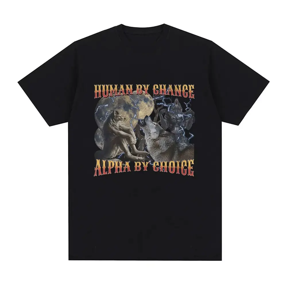 Human By Day, Wolf By Night - Funny Oversized Graphic T-Shirt