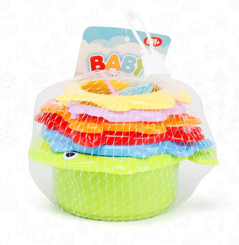 6Pcs Baby Bath Toy Stacking Cup Toddler Toys Ocean Stacking Tower Bathtub Water Play Beach Toys Educational Toy Children Gifts 5