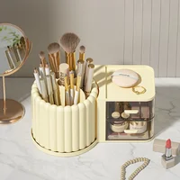 2025 360 Rotating Makeup Desktop Cosmetic Storage Organizer Large Capacity  Bathroom Portable Lipstick Makeup Brush Pen Holder 1