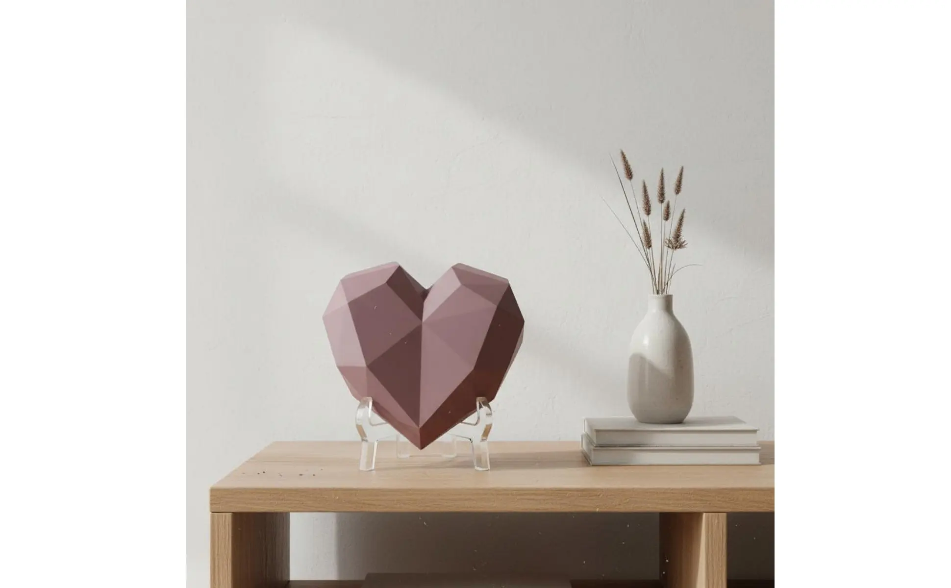 Heart Shaped Gift Box Waterproof Plastic Flower Box Faceted Design Flower Container Recyclable for Partners, Anniversary