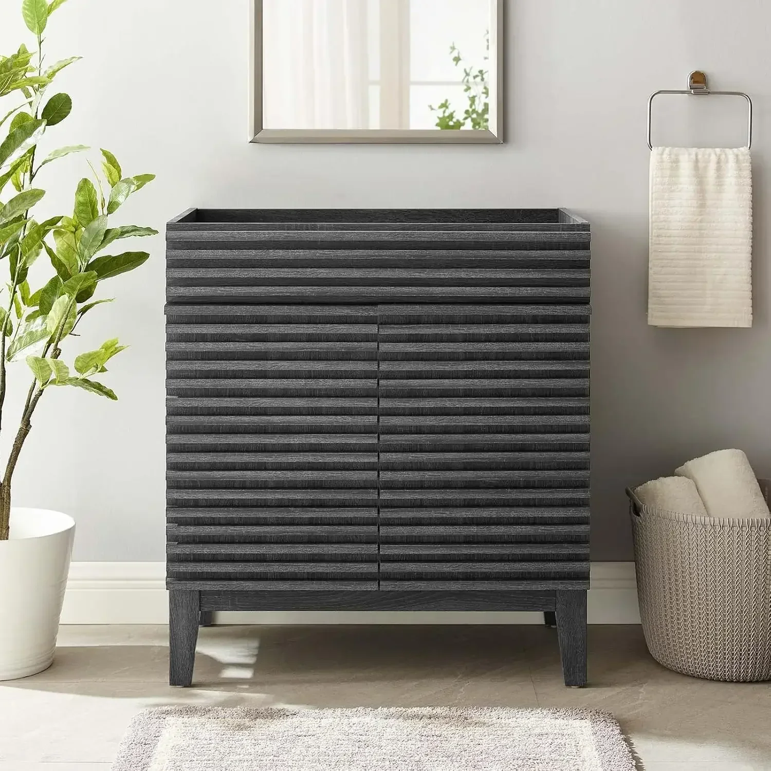 Render 30" Bathroom Vanity in Charcoal - Sink Basin Not Included 30"W X 18"L X 32.5"H Adjustable Rack Sturdy and Durable 2