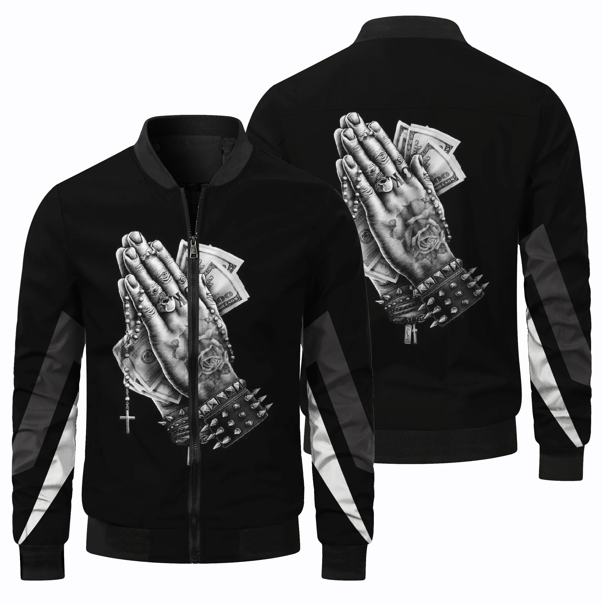 thumbnail image 1 of Nueva chaqueta de béisbol deportiva para exteriores para hombre, ropa de abrigo de moda informal con estampado de arte abstracto en 3D, chaqueta de vuelo para hombre, 1 of 4