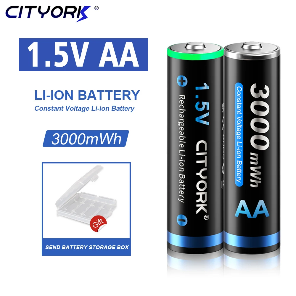 

CITYORK 4-16pcs AA 1.5V Li-ion Rechargeable Battery 3000mWh 1.5V AA lithium rechargeable battery aa batteries for Remote Control