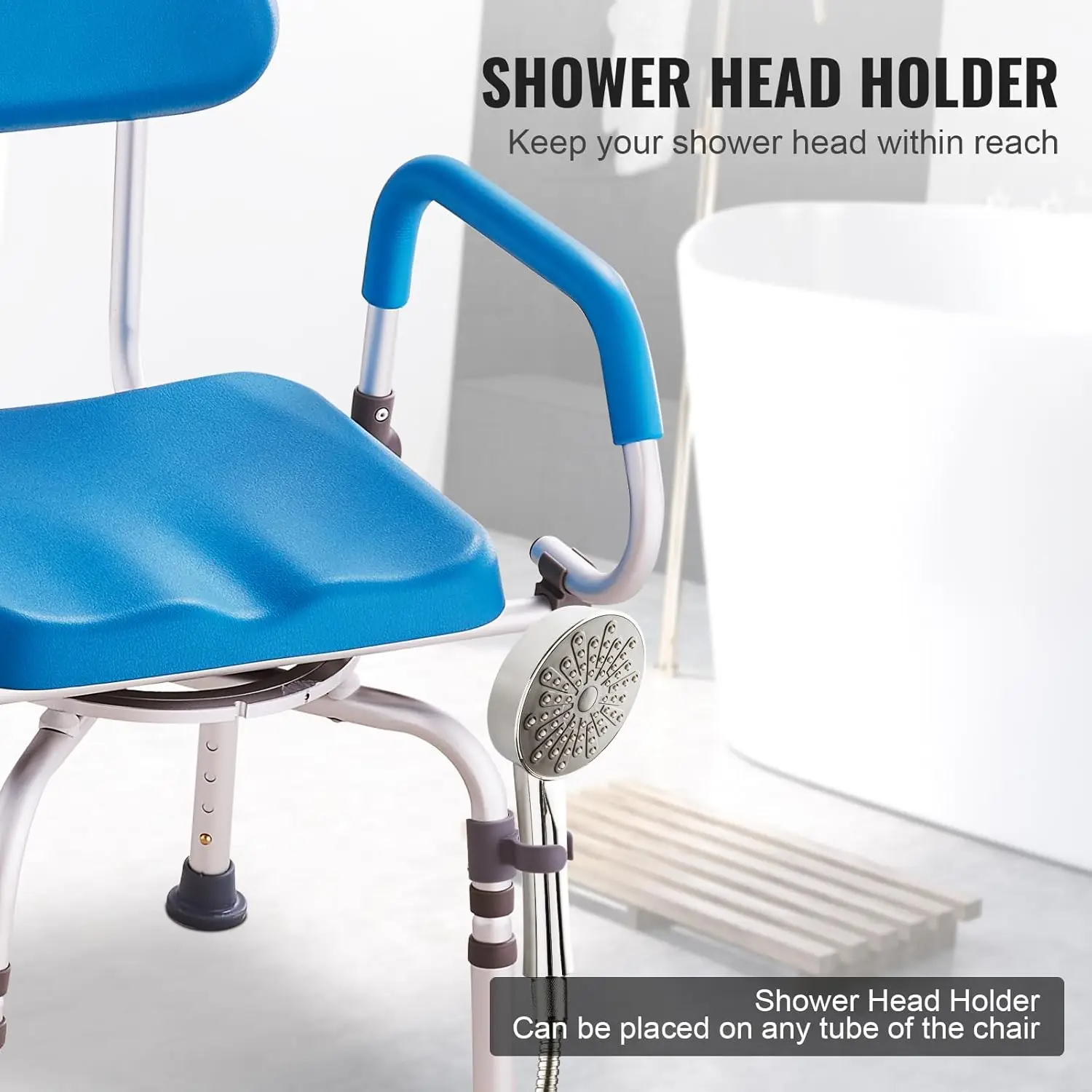 Swivel Shower Chair 360 Degree, Adjustable Shower Seat with Pivoting Arms & Padded Bath Seat for Inside Shower or Tub 6