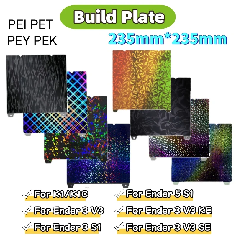 235x235 Strukturierte PEI Creality K1 Bauplatte K1C Bett H1H PEO Glatte Magnetfolie für 3D-Drucker Ender 5 S1 Ender 3 V3 Se Platte
