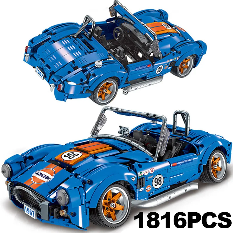 1816PCSTechnicalRetroShelbyCobra427RacingCarBuildingBlocks