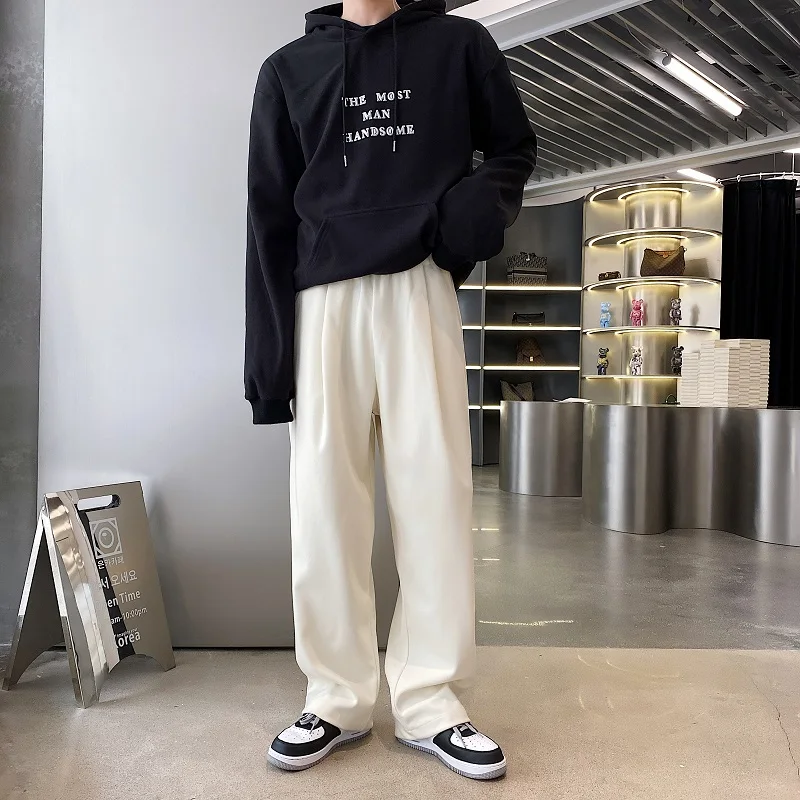 

Мужские прямые брюки, Новинка весна-осень, однотонные Модные нейтральные простые брюки Wind Vitality, Молодежные повседневные свободные большие брюки