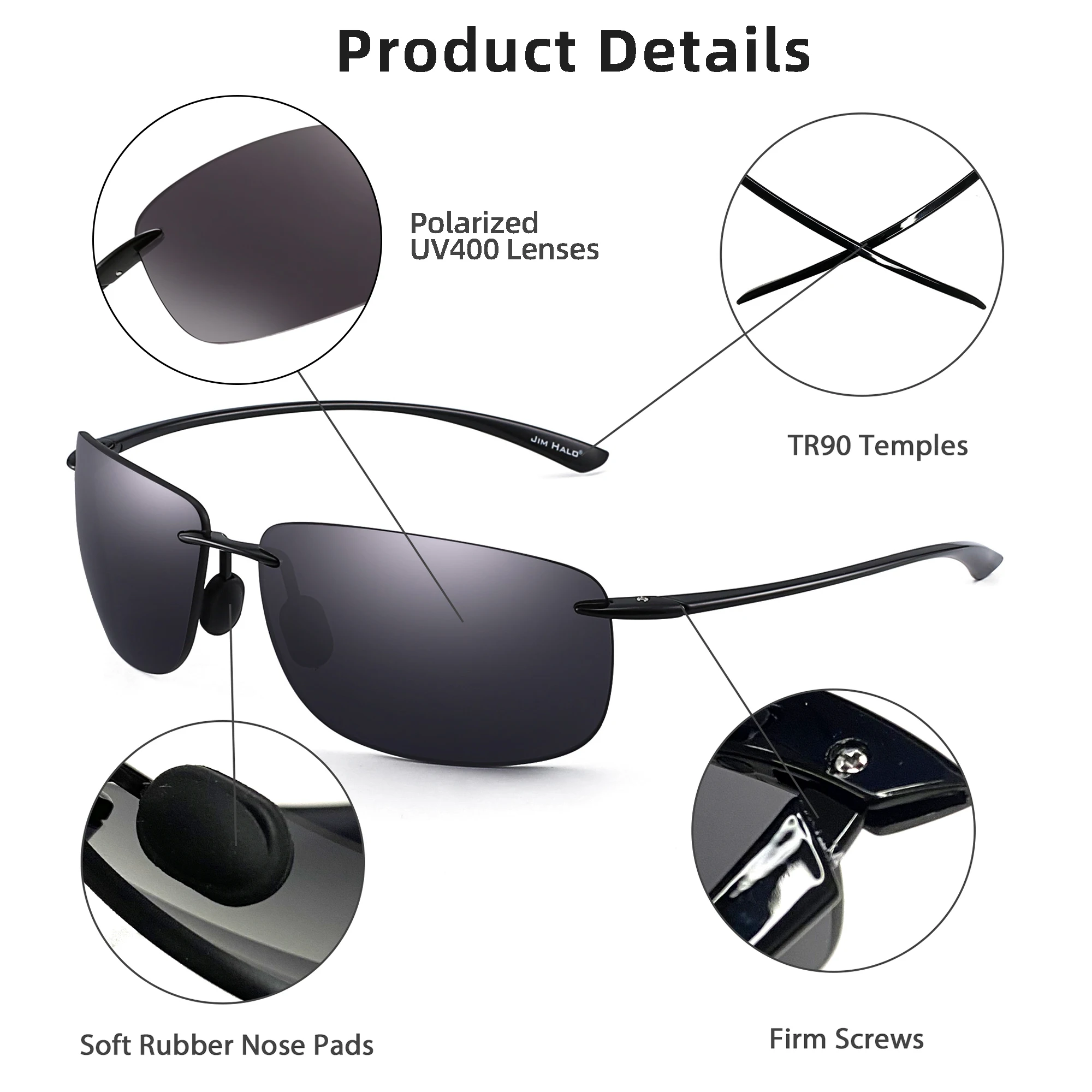 Kingseven Occhiali Da Sole Senza Montatura Ultraleggeri TR90 Da Uomo - Foto 3