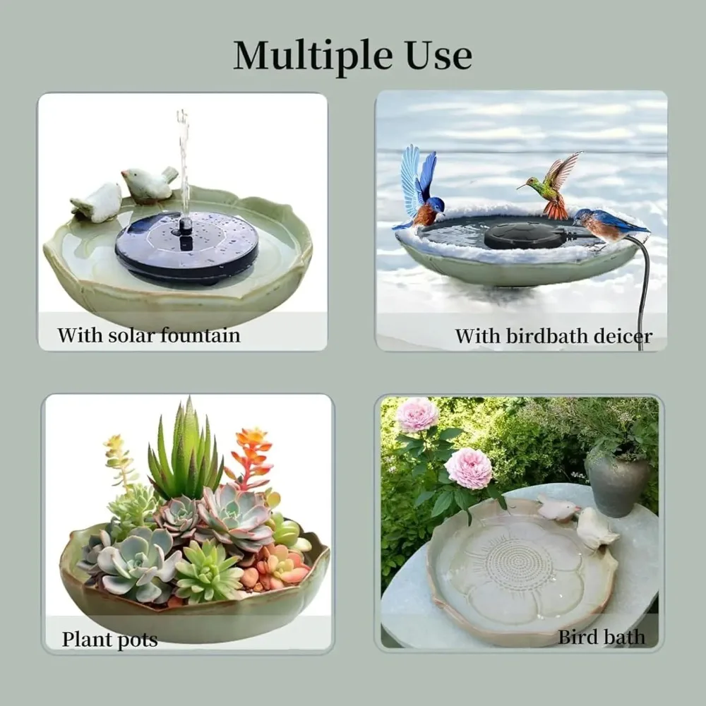 Red Ceramic Birdbath Bowl | Ten Thousand Pots