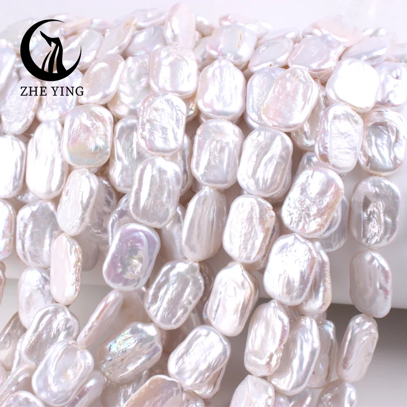 New 4A+ Irregular Natural Freshwater Pearl Beads Baroque White Rectangular Loose Spacer Bead For Jewelry Making DIY Necklace 15