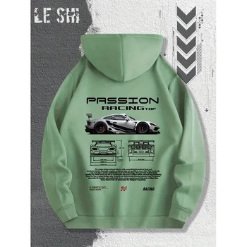 2025 هوديي عالي الجودة بنمط سباق العاطفة للرجال والنساء، قميص رياضي فضفاض عصري كلاسيكي