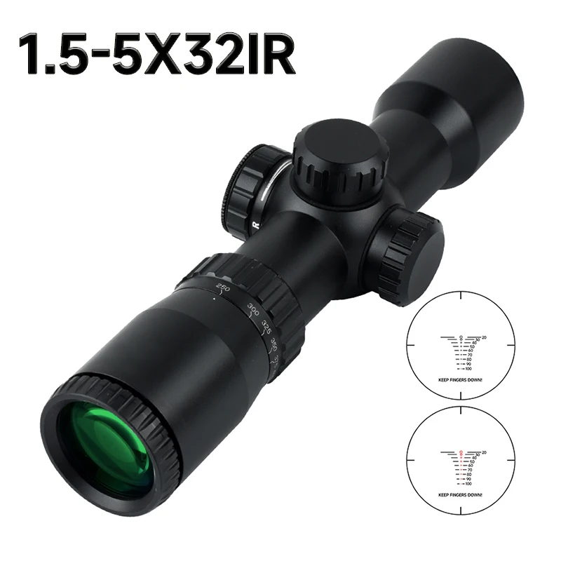 

1.5-5X32IR Hunting Rifle Scope Crossbow Short Tactics Optical Red/Green Range Finder Reticle Illuminated Adjustable Scope