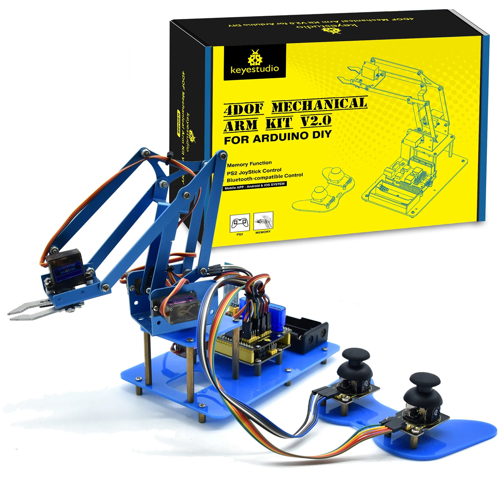 Keyestudio 4DF Mechanical PS2 Joystick  Metallic Robot Arm Learning  Starter  Kit V2.0 for Arduino DIY Kit