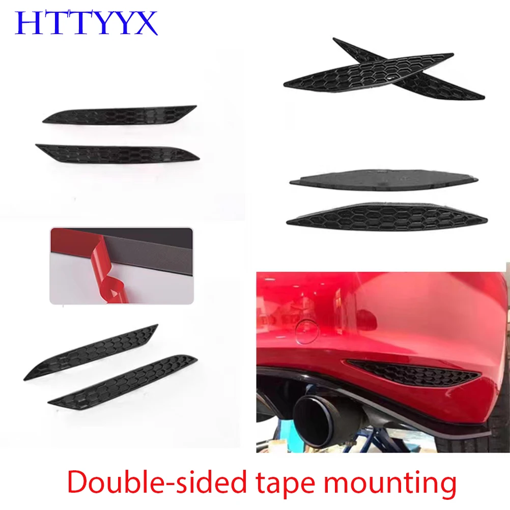 Glossy Black Rear Bumper Reflector Honeycomb Double-Sided Tape Mounting For Volkswagen Golf 6/7/7.5/8 GTI R Standard 2009-