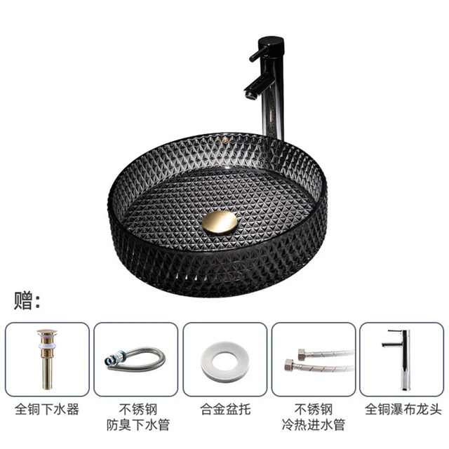 อ่างล้างหน้าแบบกลมบนเคาน์เตอร์ อ่างล้างหน้ากระจกนิรภัยโปร่งแสงพร้อมอ่างล้างจานแบบพับเก็บได้ อ่างล้างหน้าในห้องน้ําสําหรับห้องน้ํา 4 อ่างล้างหน้าแบบกลมบนเคาน์เตอร์ อ่างล้างหน้ากระจกนิรภัยโปร่งแสงพร้อมอ่างล้างจานแบบพับเก็บได้ อ่างล้างหน้าในห้องน้ําสําหรับห้องน้ํา 4