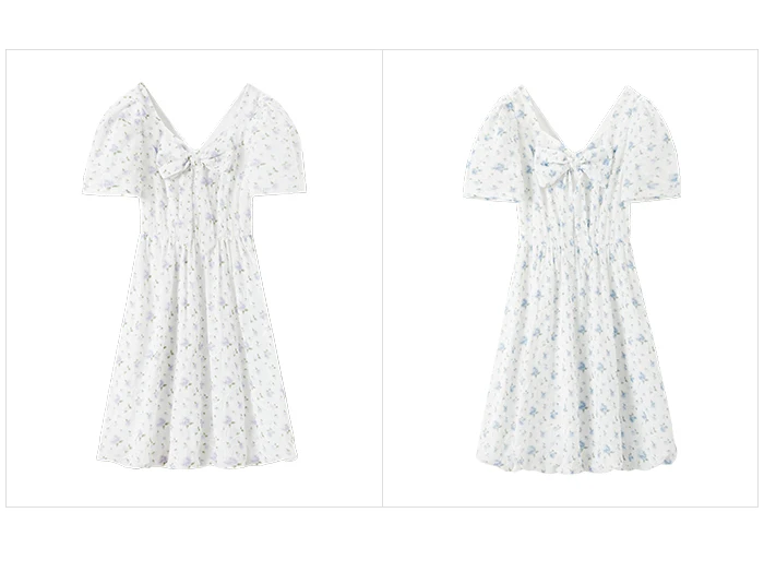 Dress Girl Bow Girl Feeling Summer New Love Fragmented Flower Bud Dress