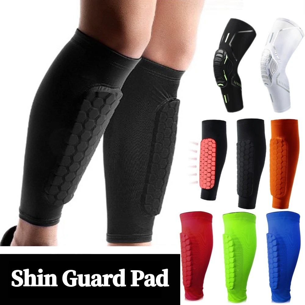 1pc Soccer shin guards Honeycomb Football Shin Guard Anti-collision Outdoor Sport Leg Protective Gear Sweat-absorbing Men Women Workout Accessories