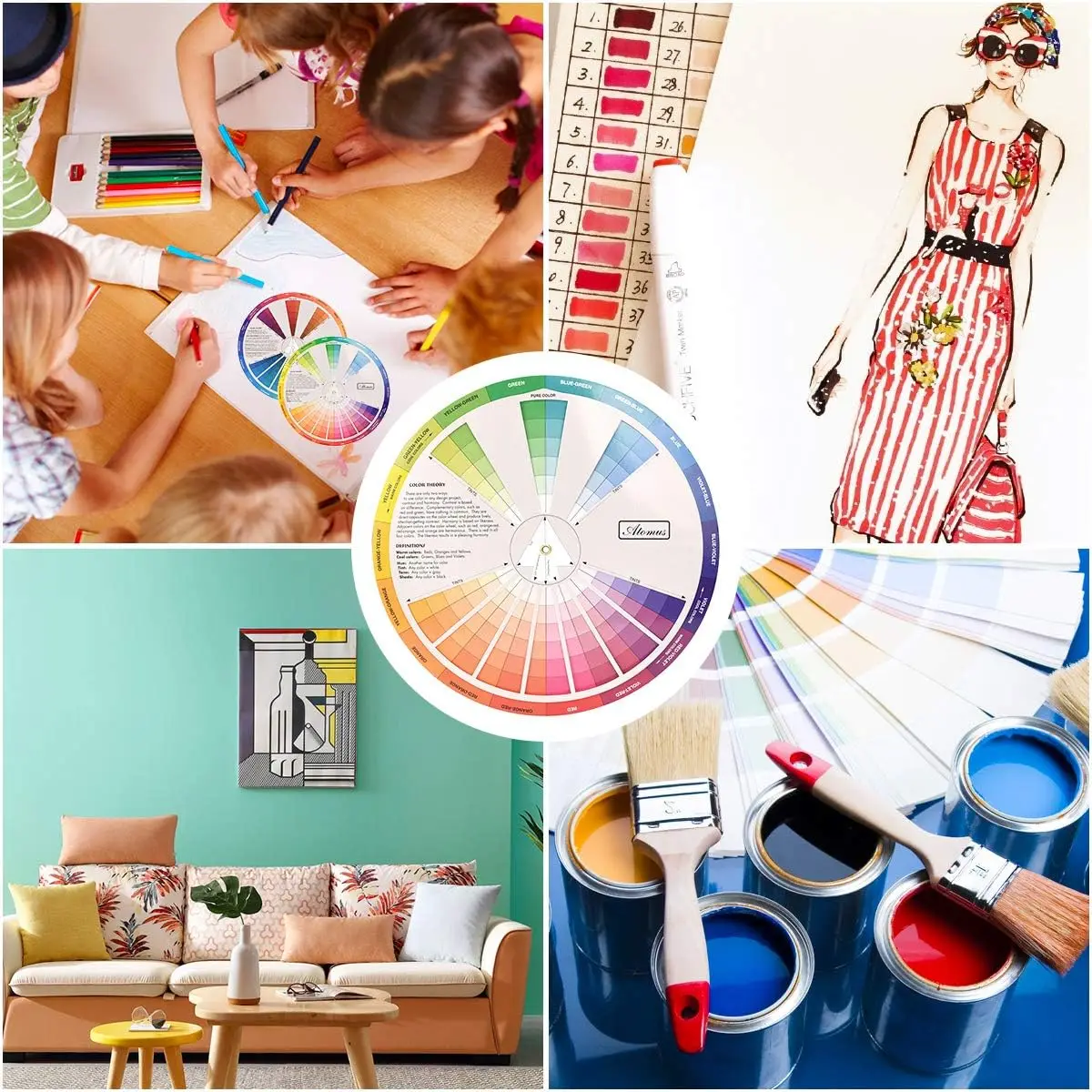 1pc Gradient Color Wheel with Creative Mixing Chart - Art Teaching Tool and Color Theory Guide
