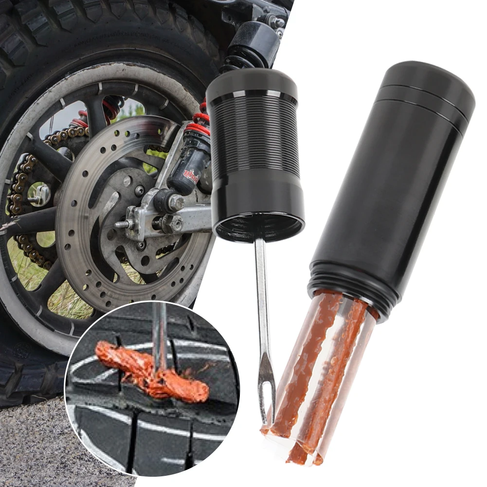 

HOT Bicycle Tubeless Tire Repair Tool Tyre Drill Puncture for Urgent Glue Free Service Repair Optional 5PCS Rubber Stripes