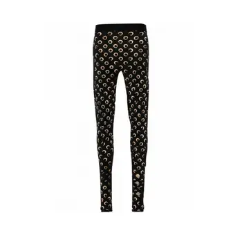 Ice Silk Leggings for Women High Waisted Stretchy Solid Color Moon Print Retro Tummy Control Versatile Pants 1