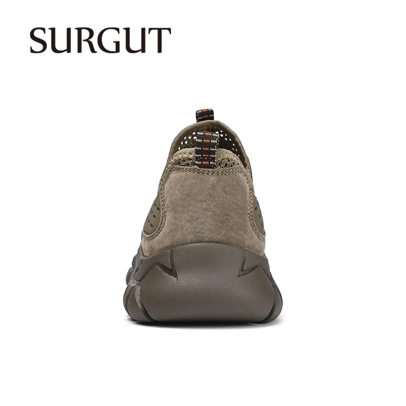 SURGUT 남성용 통기성 메쉬 솔리드 다크 브라운 블랙 컬러 신발, 브랜드 품질, 부드러운 데일리 럭셔리 캐주얼 신발, 여름