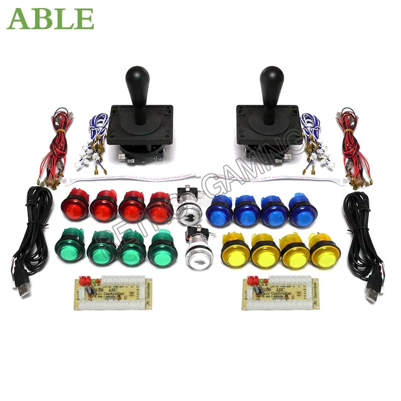 DIY Arcade Game Kit Zero Delay USB Encoder To PC /Raspberry Pi 8 WAY Happ Style Joystick Control 2 Player Push Buttons