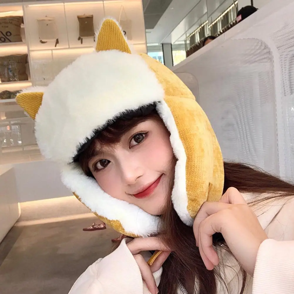 New Lovely Cat Ears Hat Korean Style Cute Autumn And Winter Cycling Windproof Earmuffs Cold Warm Cotton Hat Lei Feng Women