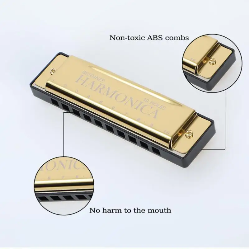 1PC Professionelle 10 Loch 20 Ton Mundharmonika Farbe C Ton Mundharmonikas Mit Fall Weihnachten Geschenk Für Anfänger Mundharmonika – Detail 5