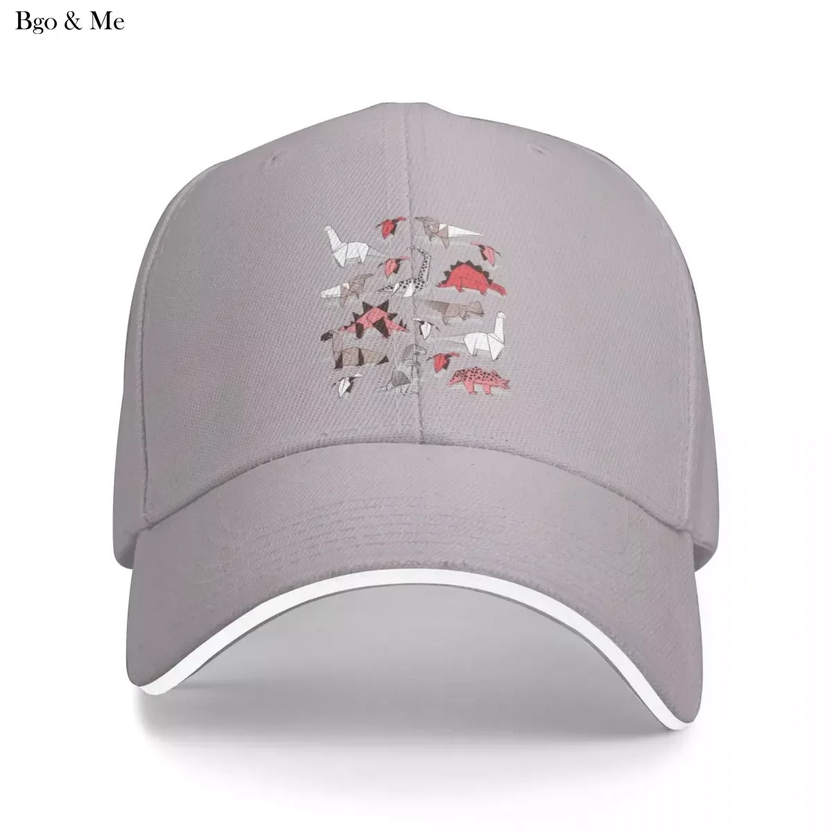 

2023 New Origami Dino Friends // Oxford Navy Blue Background Paper Red Dinosaurs Baseball Cap Golf Man Hat Women's