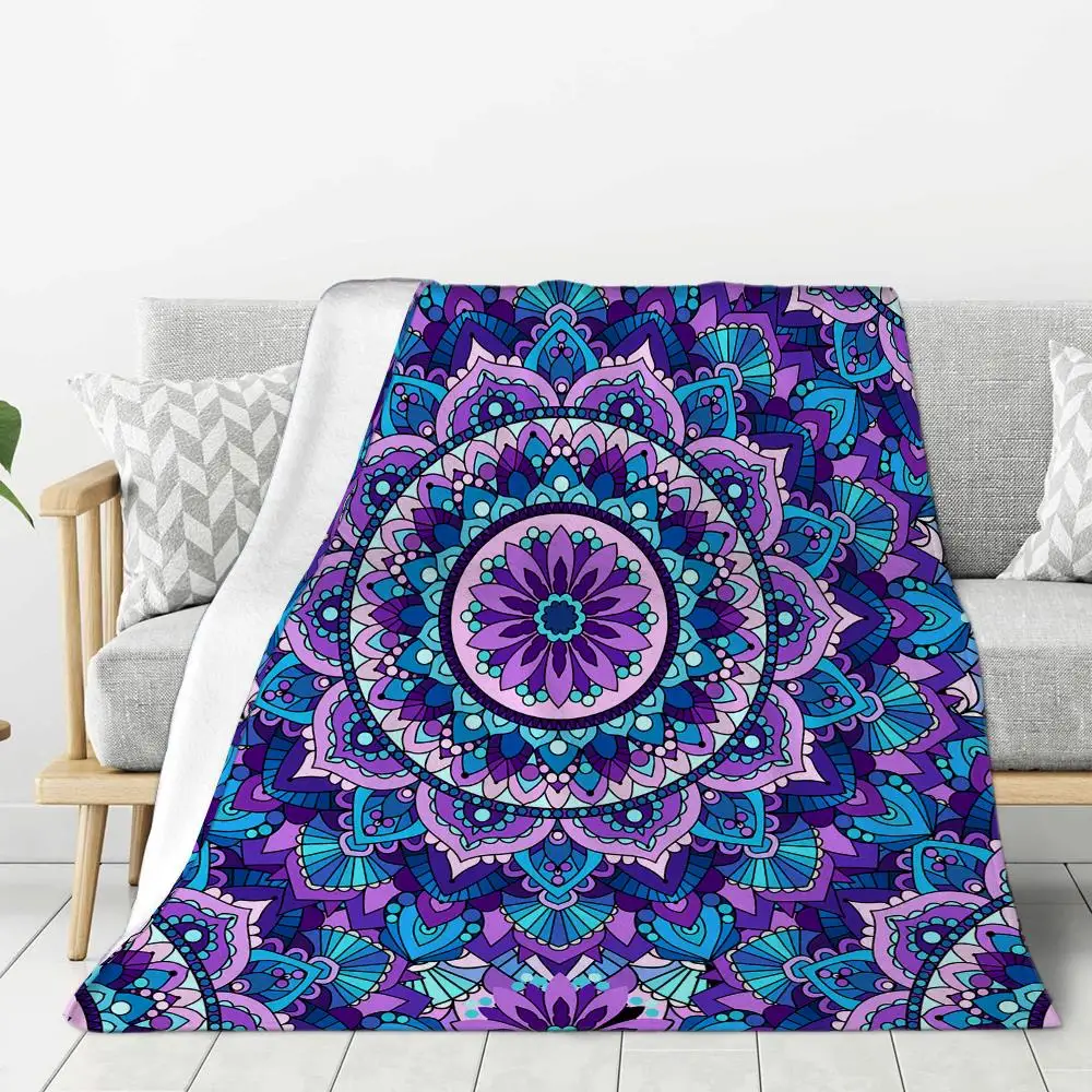 

Mandala Print Flannel Blanket Christmas Gifts Bed Sofa Chair Applicable All Season Blanket