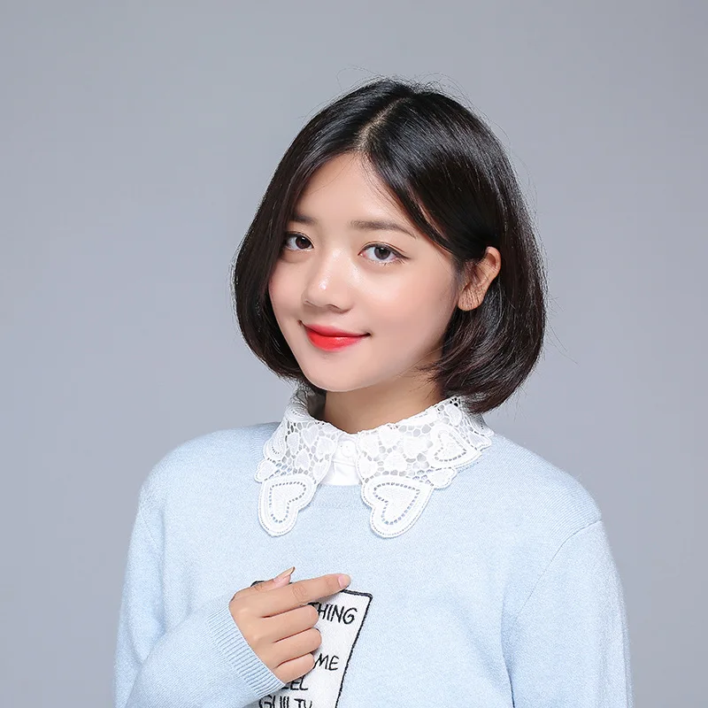 

Женский полый Цветочный белый имитационный воротник, женский съемный воротник, отворот, половинная рубашка, декоративный свитер, Цветочный цвет