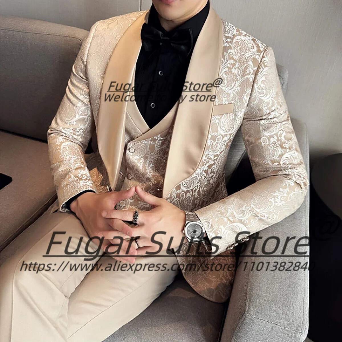Elegant Formal Wedding Suits For Men Slim Fit Double Breasted Groom Formal Tuxedos 2 Pcs Sets Business Male Blazers Ropa Hombre