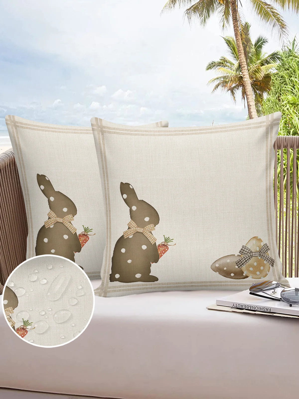 

2/4PCS Easter Eucalyptus Eggs Rabbit Polka Dot Waterproof Cushion Cover For Home Decoration 40/45/50/60/66cm Pillowcase