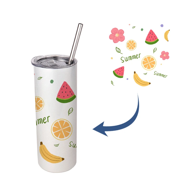 

Promotional stainless steel tumblers custom photo 20oz shimmer straight skinny tumbler
