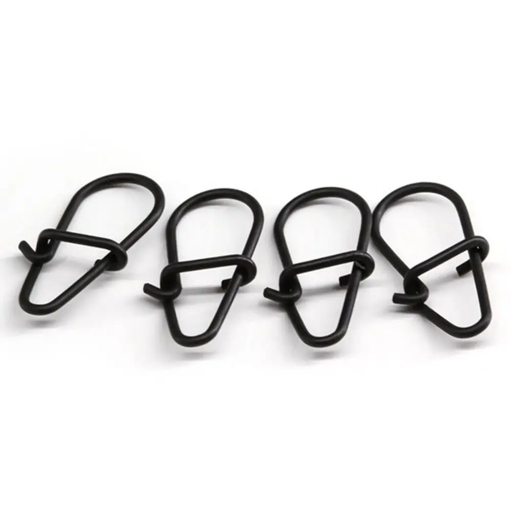 100PCS Portable Matte black Line tackle Durable Fast lock Connector Oval Split Rings Fishing Hanging Snap Barrel Swivel